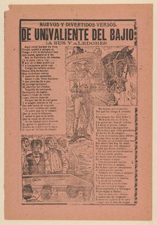 Broadsheet with a caricature of a horseman and his horse and a group of men playing billia..., 1902. Creator: José Guadalupe Posada.