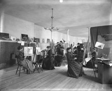 Women painting at easels in a class at the Art Students League, Washington, D.C., c1889. Creator: Frances Benjamin Johnston.