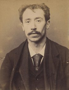 Becu. Lucien. 27 ans, né à la Conté d'Abigny (Pas-de-Calais). Garçon de café. Pas de motif..., 1894. Creator: Alphonse Bertillon.