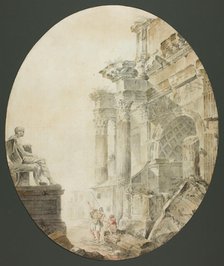 Arch of Constantine with Statue of Nero, c. 1770. Creator: Hubert Robert.