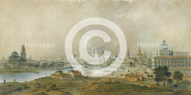 View of the Moscow Kremlin from the Ustinsky Bridge. Artist: Bossoli, Carlo (1815-1884)