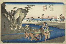 Okitsu: The Okitsu River (Okitsu, Okitsugawa), from the series "Fifty-three.., c. 1833/34. Creator: Ando Hiroshige.