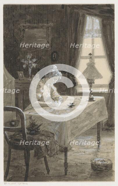 Mimi writes a letter, in or before 1901. Creator: Louwerse, H.C..