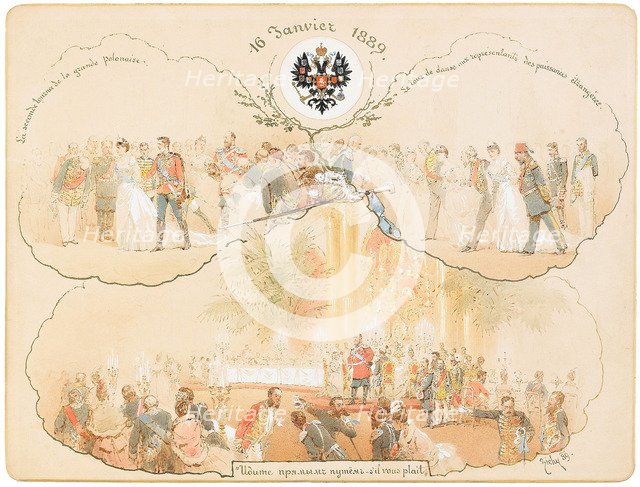 A Ball in the Heraldic Hall in the Winter Palace, 1889. Artist: Zichy, Mihály (1827-1906)