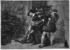Arrest of Guy Fawkes in cellars of Parliament, 1605 (19th century). Artist: Unknown