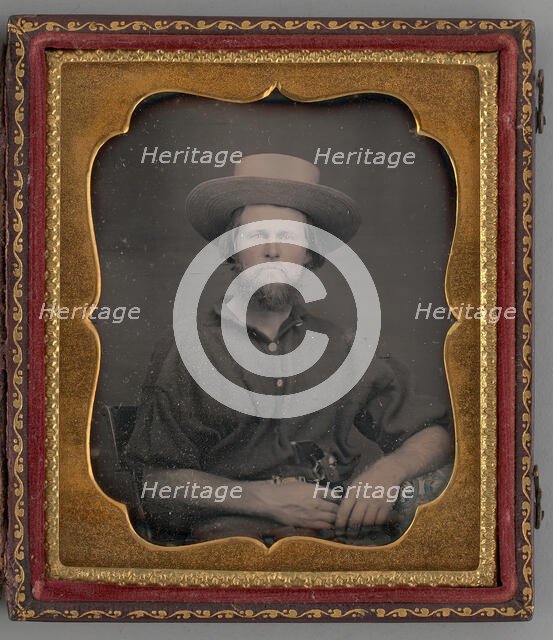 Untitled (Portrait of a Man Wearing a Straw Hat), 1854. Creator: Unknown.