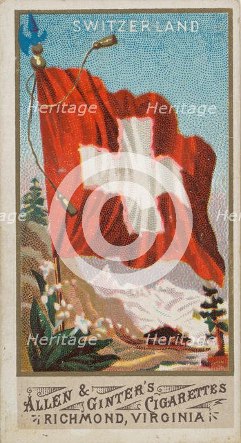 Switzerland, from Flags of All Nations, Series 1 (N9) for Allen & Ginter Cigarettes Brands, 1887. Creator: Allen & Ginter.