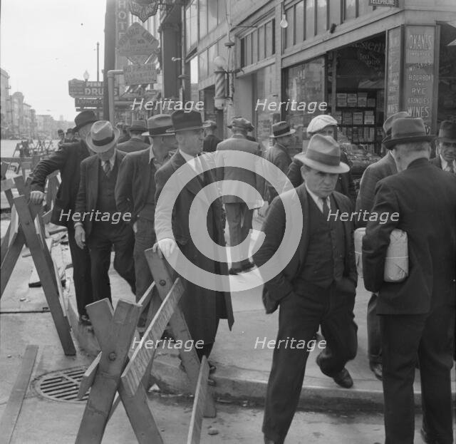 Street scene as the army began to sing, Salvation Army, San Francisco, California, 1939. Creator: Dorothea Lange.