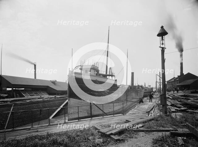 Str. John Craig in dry dock, Detroit, between 1900 and 1905. Creator: Unknown.