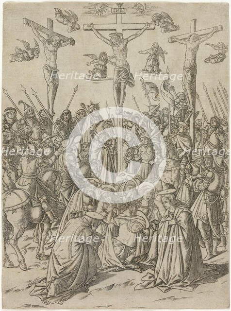 The Crucifixion with the Two Thieves, plate ten from the Life of the Virgin and Christ, c.1470. Creator: Francesco Rosselli.