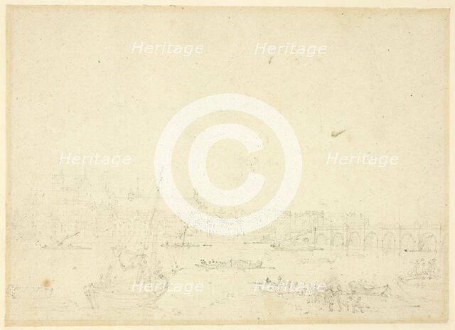 Study for View of Westminster Hall and Bridge, from Microcosm of London, c. 1810. Creator: Augustus Charles Pugin.