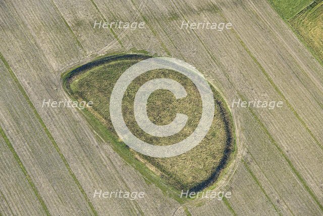 An early Iron Age enclosed settlement earthwork on Cow Down, Wiltshire, 2023. Creator: Damian Grady.