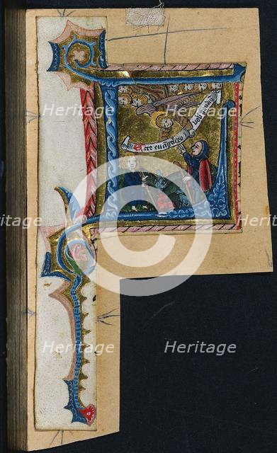 Three Cuttings from a Missal: Initial L with the Annunciation to the Shepherds, c. 1470-1500. Creator: Unknown.
