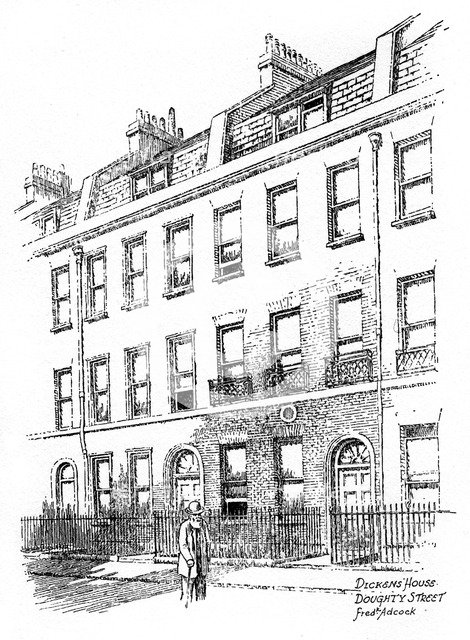 Dickens' house, 48 Doughty Street, London, 1912.Artist: Frederick Adcock