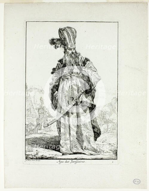 Aga des Janissaires, plate one from Caravanne du Sultan à la Mecque, 1748. Creator: Joseph-Marie Vien the Elder.