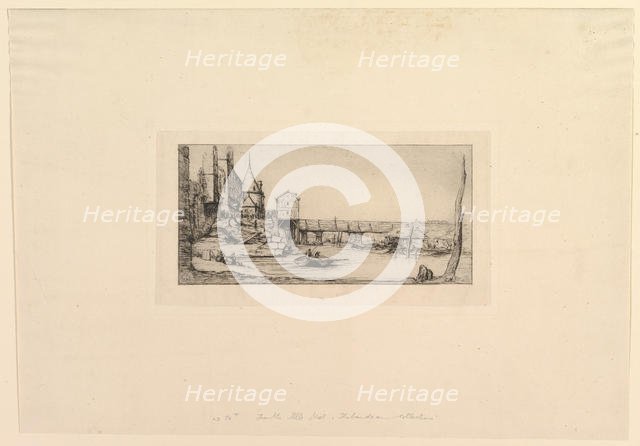 Passerelle du Pont-au-Change, après l'incendie de 1621 (The Footbridge temporarily replaci..., 1860. Creator: Charles Meryon.