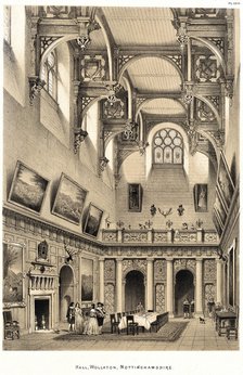 Interior of the Great Hall, Wollaton Hall, Nottingham, Nottinghamshire, 1841. Artist: Joseph Nash