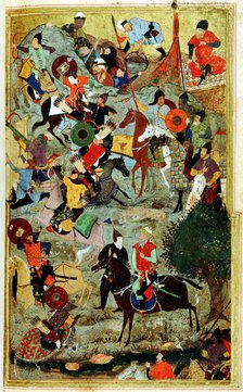 Timur attacking the Knights of St John at Smyrna, 1402 (1467). Artist: Bihzad