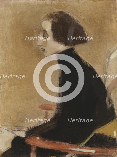 The Seamstress, Half-Length Portrait (The Working Woman), 1927. Creator: Helene Schjerfbeck.