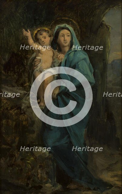 Esquisse pour la chapelle de Bois-Colombes : La Vierge et l'enfant Jésus, c.1876. Creator: Francisque Desportes.