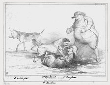 'Trios Dogs, A Graphic Tale, with a Moral, for those who can find it out!', 1834. Creator: John Doyle.
