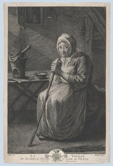 The Old Woman; from the Office of The Count of Vence, 1782-97. Creator: Pierre François Basan.