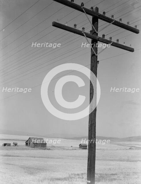 Abandoned farm in wheat country, on U.S. 97, Klickitat County, near Goldendale, Washington, 1939. Creator: Dorothea Lange.