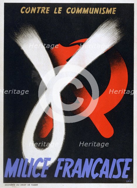 'Against Communism', poster for the French Milice, 1943-1944. Artist: Unknown