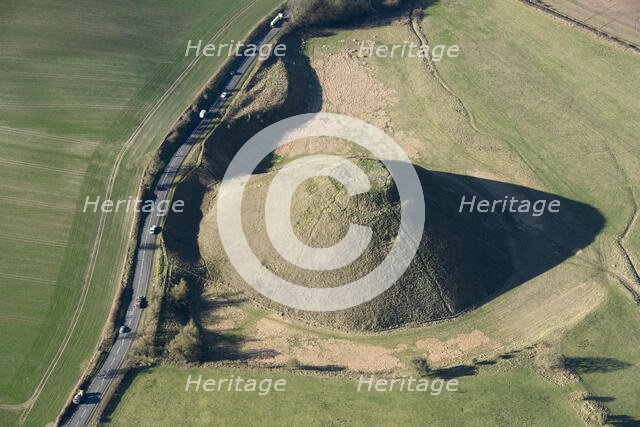 Silbury Hill, a large late Neolithic mound, Wiltshire, 2019. Creator: Damian Grady.