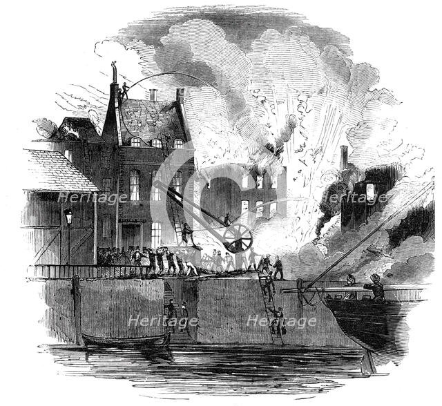 Fire at Boston - from a drawing by Mr. W. Caister, 1844. Creator: Unknown.