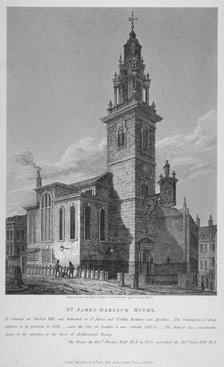 View of the Church of St James Garlickhythe, City of London, 1813. Artist: Joseph Skelton