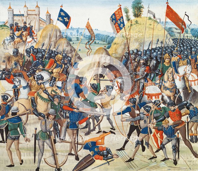 The Battle of Crécy on 26 August 1346 (Miniature from the Grandes Chroniques de France by Jean Frois