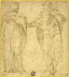 Two Standing Draped Figures (Saint John and the Magdalene?), 1540/60. Creator: Battista Franco Veneziano.
