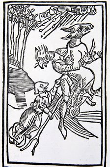 Engraving from the German work 'Treaty of evil women called witches' by Dr. Ulrich Molitor, publi…