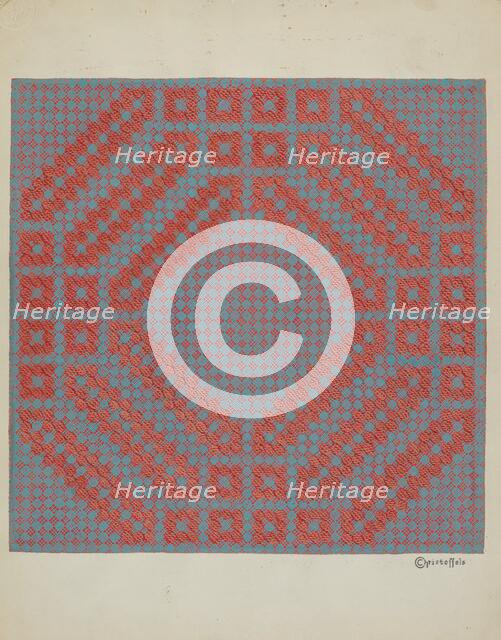 Coverlet - Section of Reverse Side, c. 1937. Creator: Cornelius Christoffels.