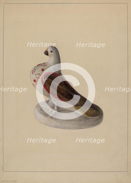Chalkware Pigeon Figurine, c. 1937. Creator: Mina Lowry.