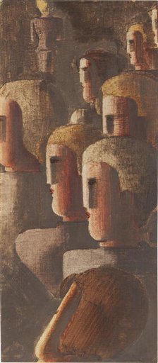 Jünglingsgruppe in Braun (Group of young men in brown), 1928. Creator: Schlemmer, Oskar (1888-1943).