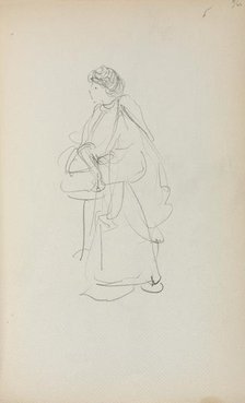 Italian Sketchbook: Standing Woman Holding a Satchel (page 56), 1898-1899. Creator: Maurice Prendergast (American, 1858-1924).