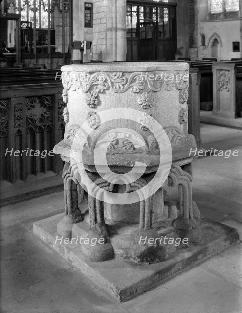 The font in the church of St John the Baptist, Barnack, Cambridgeshire. Artist: Unknown