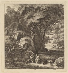 A Shepherd and a Young Woman With Their Feet in a Brook, 1764. Creator: Salomon Gessner.