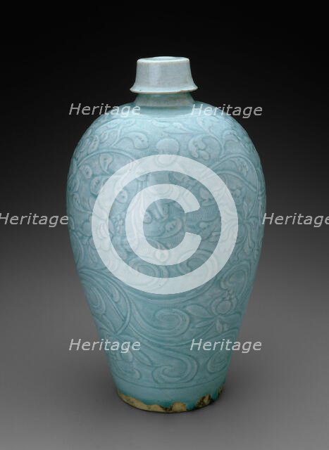 Covered Bottle-Vase (Meiping) with Children among Blossoming..., Northern Song dynasty, 12th cent. Creator: Unknown.