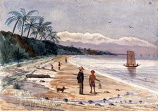 Singapore: view along the beach by Singlap, 1879. Creator: John Edmund Taylor.