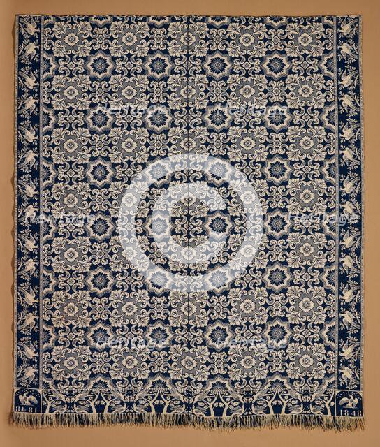 Bed Cover (Jacquard Coverlet), 1848. Creator: Matthew Rattray.