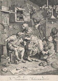 The famous shoemaker. De Vermaarde Schoenmaaker, 1695. Creator: Cornelis Dusart.