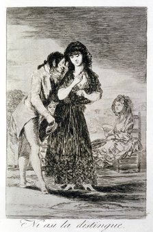 Los Caprichos, series of etchings by Francisco de Goya (1746-1828), plate 7: 'Ni así la distingue…