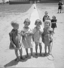 Children who attend nursery school, Farmersville FSA camp, Tulare County, CA, 1939. Creator: Dorothea Lange.