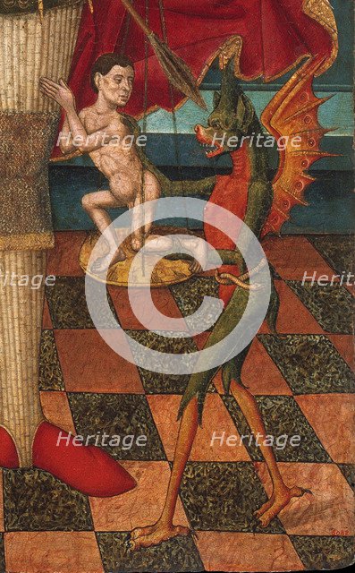 The Archangel Michael weighing the Souls of the Dead (Detail). Artist: Abadía, Juan de la, the Elder (active 1469-1498)