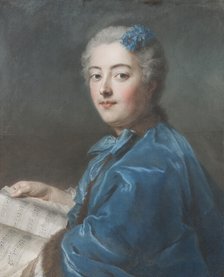 Marie-Sophie de Courcillon, Duchesse de Pecquigny, Princesse de Rohan, between 1738 and 1742. Creator: Maurice-Quentin de La Tour.