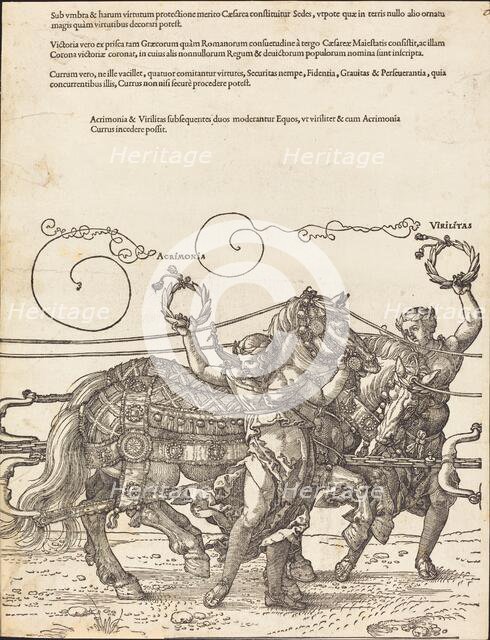 The Triumphal Chariot of Maximilian I (The Great Triumphal Car) [plate 6 of 8], 1523 (Latin ed.). Creator: Albrecht Durer.