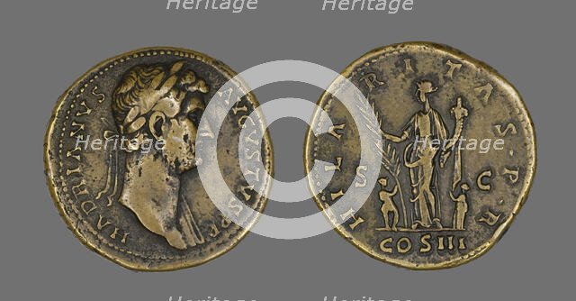 Coin Portraying Emperor Hadrian, 117-138. Creator: Unknown.
